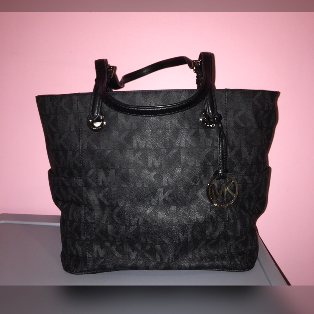 Michael Kors All Black Monogram Shoulder Tote